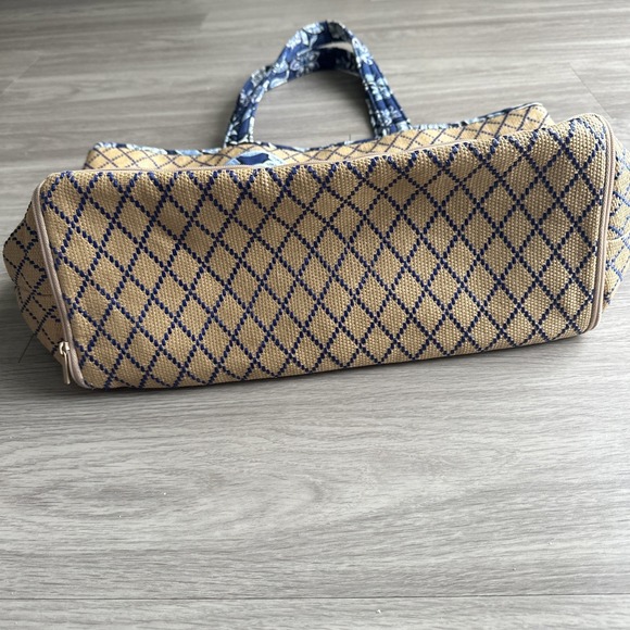 Vera Bradley Beach Straw Tote Nautical Anchor Blue & White Straw Bag Lined Large - Picture 7 of 9